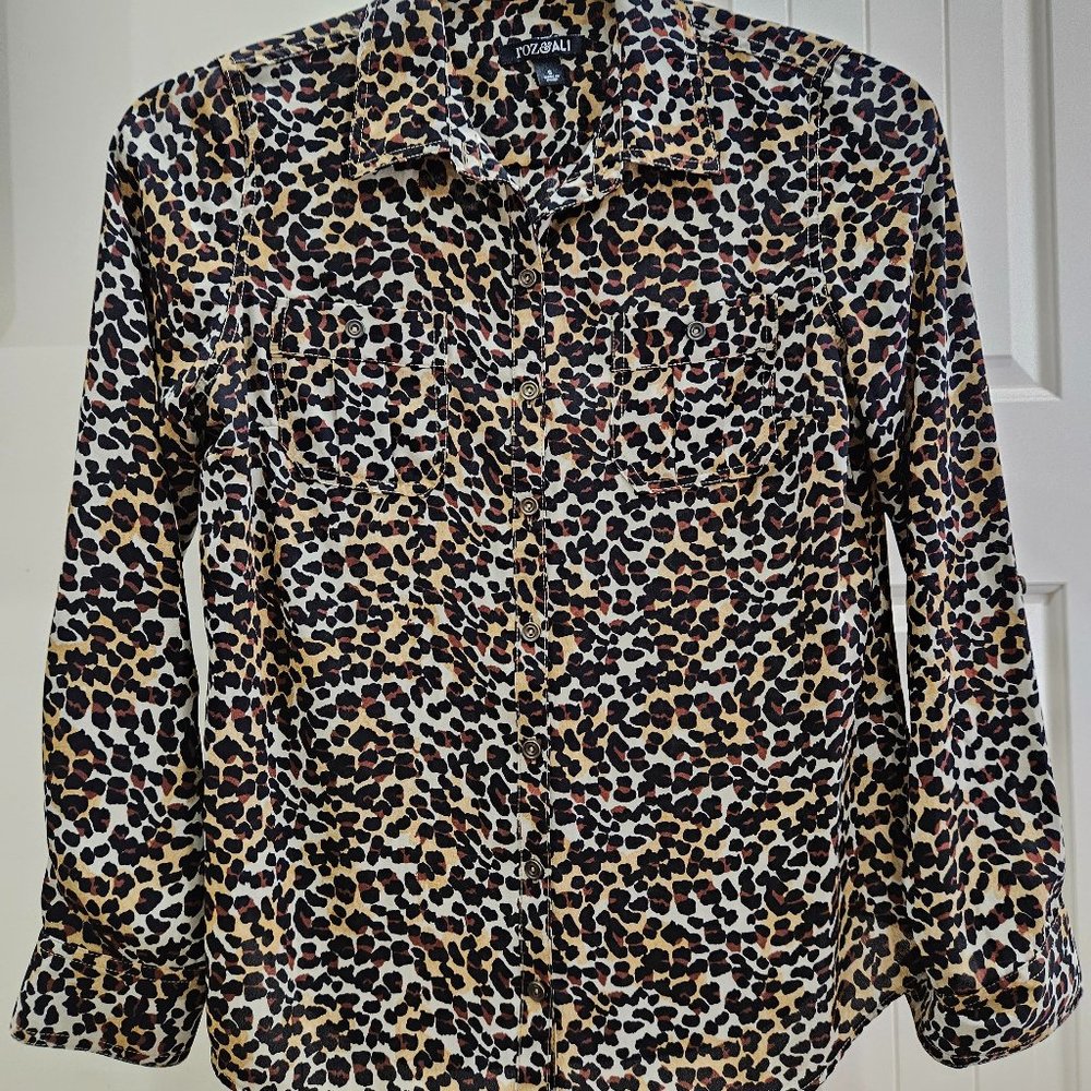 Animal Print Ladies Button Down Top